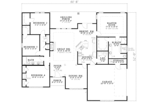Floor Plan - Main Floor for European House Plan #17-2151 - 4 bed, 2 bath