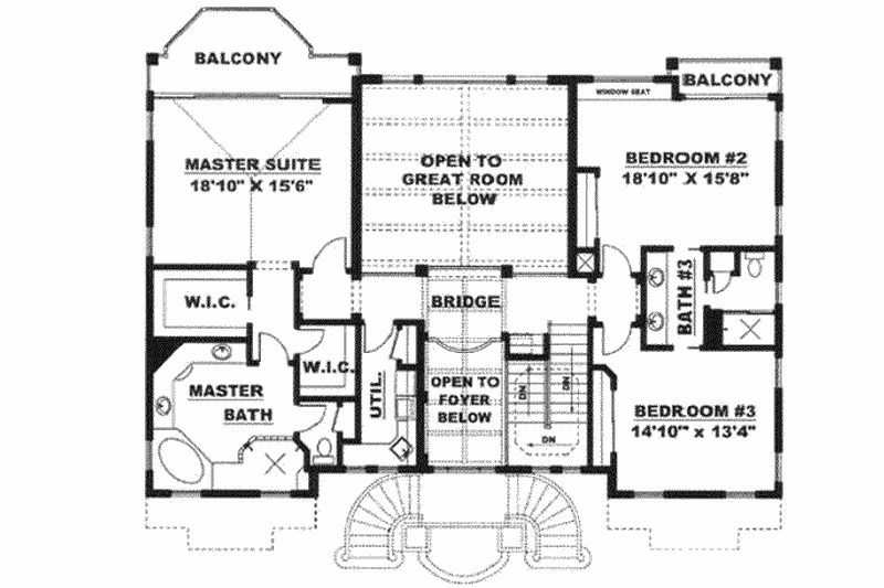 Dream House Plan - Floor Plan - Upper Floor for Mediterranean House Plan #27-243 - 3 bed, 3 bath