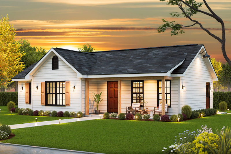 House Blueprint - Exterior - Front Elevation 3 for Ranch House Plan #54-663 - 3 bed, 2 bath