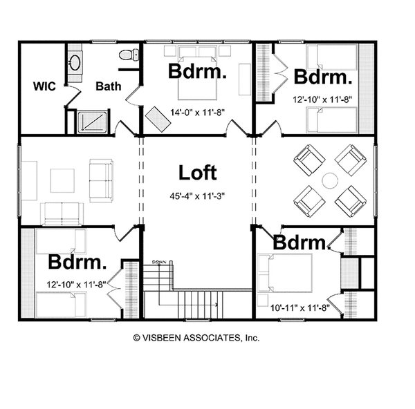 House Blueprint - Floor Plan - Upper Floor for Farmhouse House Plan #928-450 - 6 bed, 3 bath