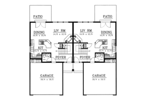 Floor Plan - Main Floor for Traditional House Plan #96-203 - 3 bed, 2.5 bath