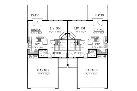 Floor Plan - Main Floor for Traditional House Plan #96-203 - 3 bed, 2.5 bath