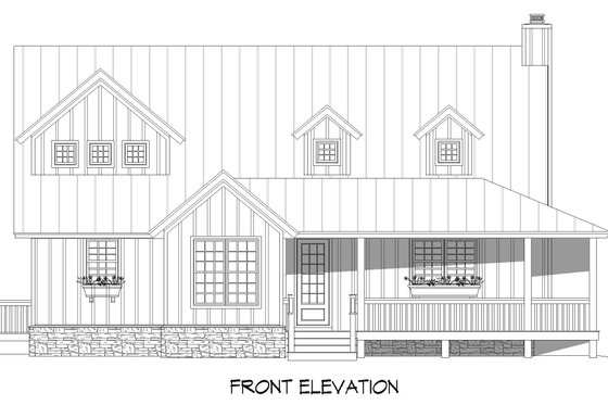 Exterior - Front Elevation 4 for Southern House Plan #932-919 - 4 bed, 3 bath