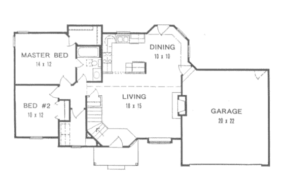 Floor Plan - Main Floor for Ranch House Plan #58-156 - 2 bed, 1 bath