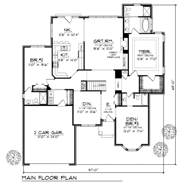 Architectural House Design - Traditional Floor Plan - Main Floor Plan #70-362
