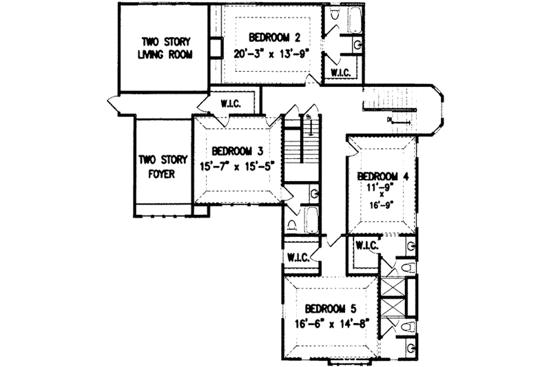 House Plan Design - Floor Plan - Upper Floor for European House Plan #54-175 - 5 bed, 5.5 bath