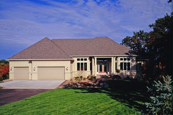 Exterior - Front Elevation for Ranch House Plan #51-466 - 2 bed, 2.5 bath