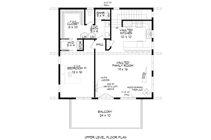 Home Plan - Floor Plan - Upper Floor for Modern House Plan #932-720 - 1 bed, 2 bath