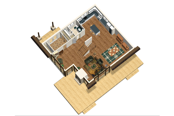 Floor Plan - Main Floor 1 for Cabin House Plan #25-4737 - 3 bed, 1 bath