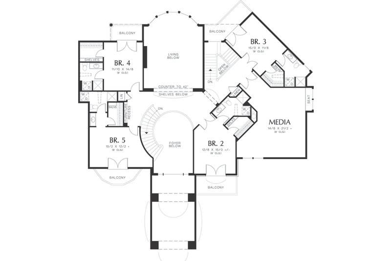 Home Plan - Upper Level Floor Plan  - 6500 square foot European home