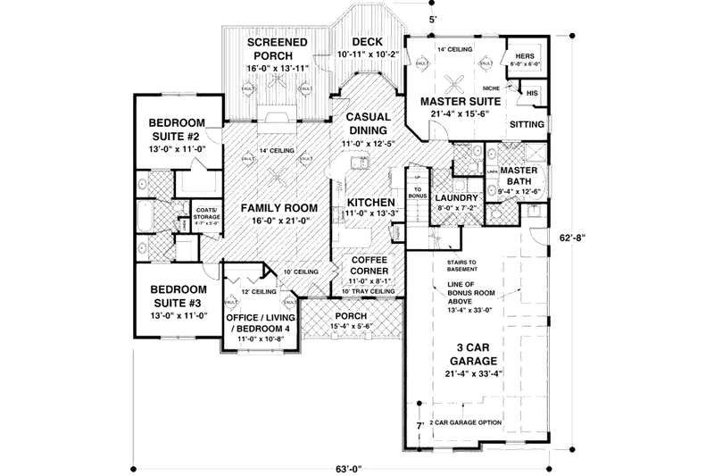 Home Plan - Floor Plan - Main Floor for Craftsman House Plan #56-568 - 3 bed, 2.5 bath
