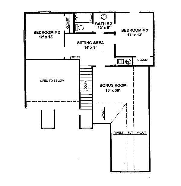 Traditional Floor Plan - Upper Floor Plan #14-219