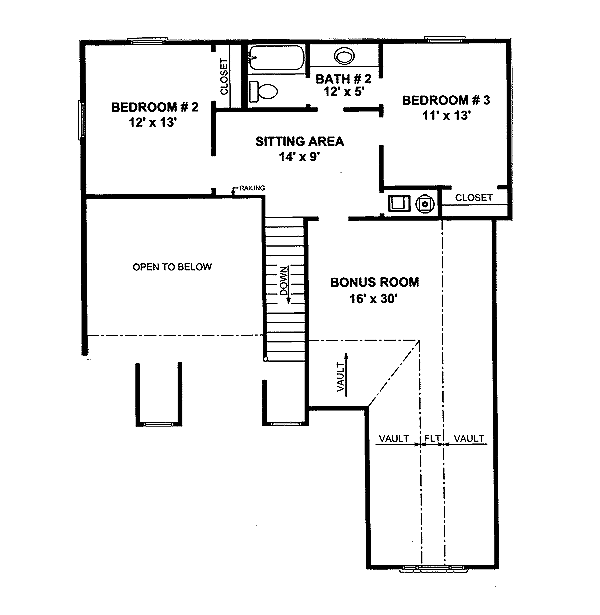 Architectural House Design - Traditional Floor Plan - Upper Floor Plan #14-219