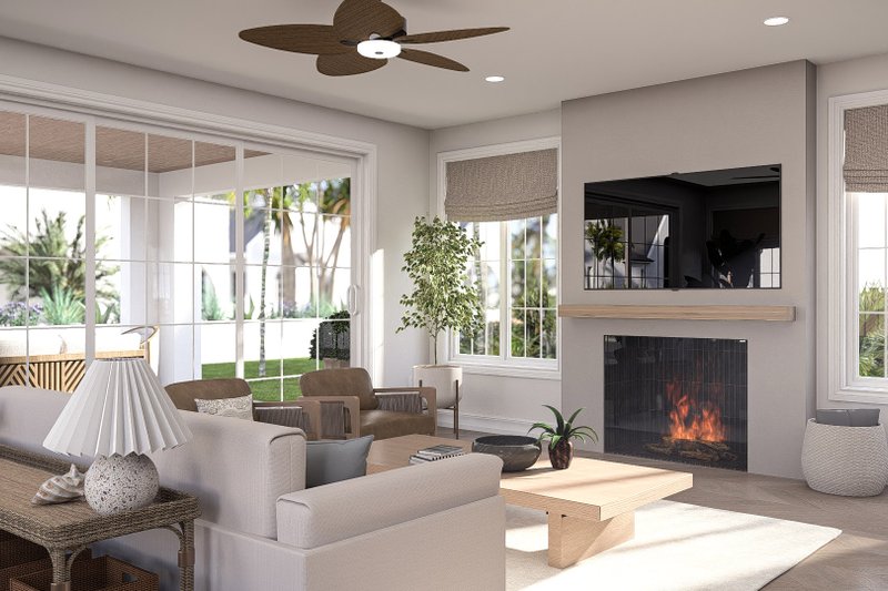 House Blueprint - Interior - Family Room 1 for Beach House Plan #455-755 - 3 bed, 2.5 bath