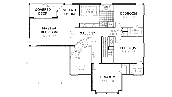 House Blueprint - Traditional Floor Plan - Upper Floor Plan #18-8965