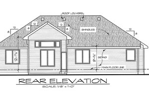 Exterior - Rear Elevation for Traditional House Plan #20-2096 - 3 bed, 2 bath