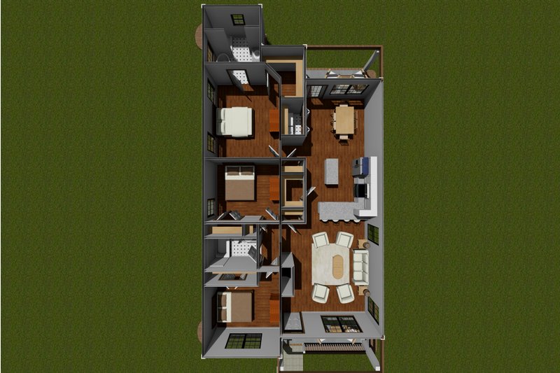 House Plan Design - Floor Plan - Main Floor for Cottage House Plan #513-5 - 3 bed, 2 bath