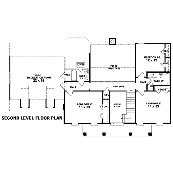 Colonial Floor Plan - Upper Floor Plan #81-1450