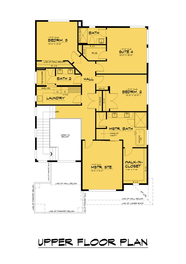 House Blueprint - Contemporary Floor Plan - Upper Floor Plan #1066-206