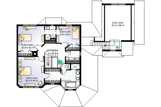 Floor Plan - Upper Floor for Victorian House Plan #23-2016 - 3 bed, 2.5 bath