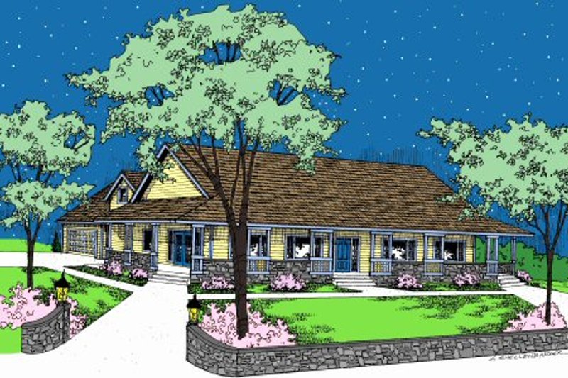Architectural House Design - Ranch Exterior - Front Elevation Plan #60-102