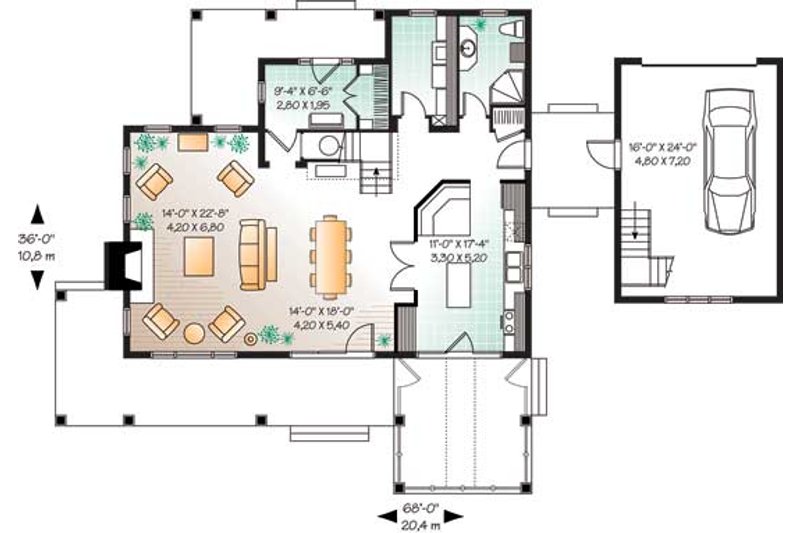 House Plan Design - Floor Plan - Main Floor for Traditional House Plan #23-2173 - 4 bed, 2 bath