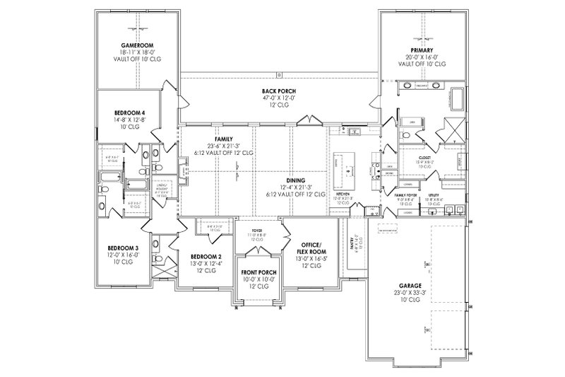 Architectural House Design - Floor Plan - Main Floor for Tudor House Plan #1096-15 - 4 bed, 4.5 bath