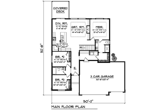 Floor Plan - Main Floor for Ranch House Plan #70-1562 - 5 bed, 3 bath
