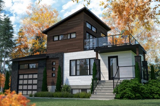 Exterior - Front Elevation 3 for Modern House Plan #23-2719 - 2 bed, 2 bath