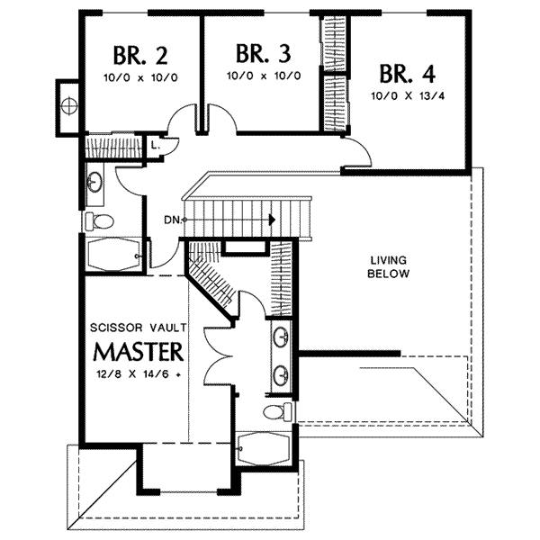 Dream House Plan - Traditional Floor Plan - Upper Floor Plan #48-199