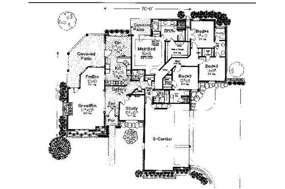 Floor Plan - Main Floor for Colonial House Plan #310-725 - 4 bed, 3.5 bath