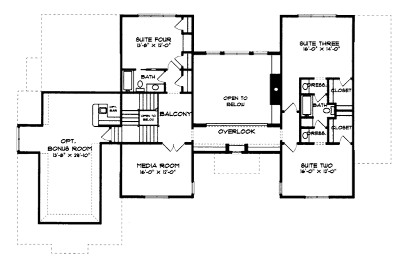 House Plan Design - Floor Plan - Upper Floor for European House Plan #413-817 - 5 bed, 4 bath