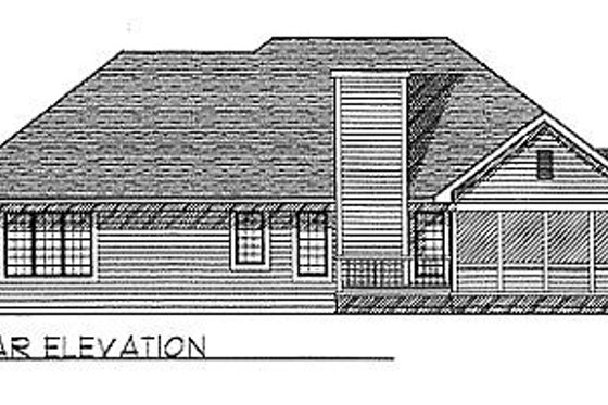 Exterior - Rear Elevation for Traditional House Plan #70-193 - 3 bed, 2 bath