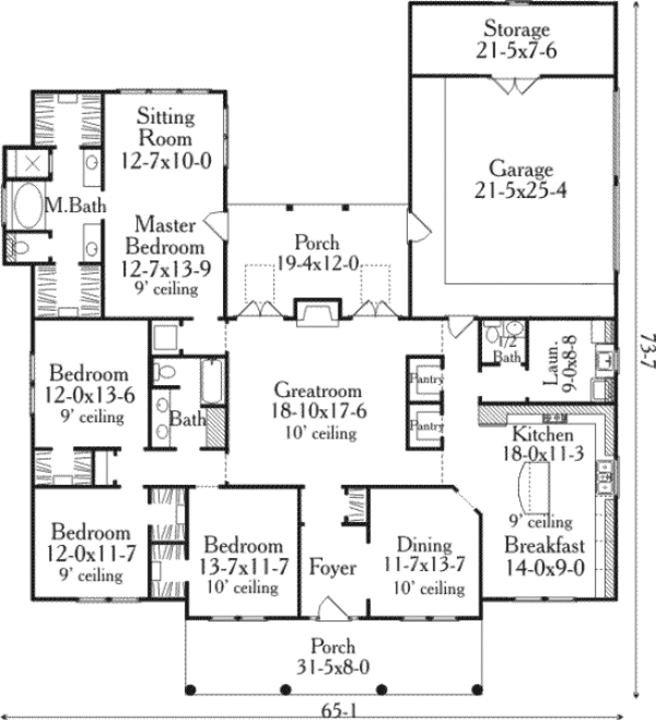 Home Plan - Traditional Floor Plan - Main Floor Plan #406-268