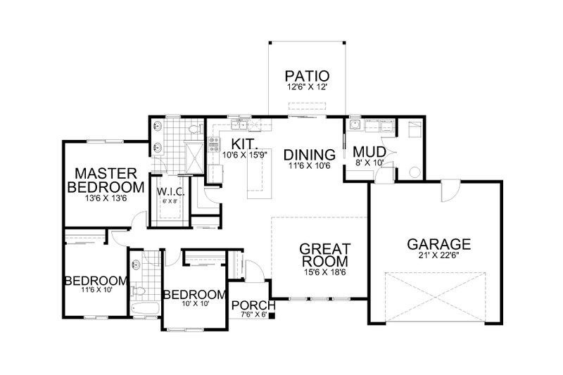 House Design - Floor Plan - Main Floor for Contemporary House Plan #112-173 - 3 bed, 2 bath