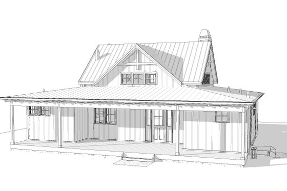 Exterior - Front Elevation 3 for Farmhouse House Plan #895-165 - 2 bed, 2 bath