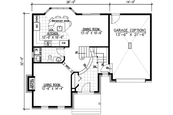 Floor Plan - Main Floor for European House Plan #138-143 - 3 bed, 1.5 bath