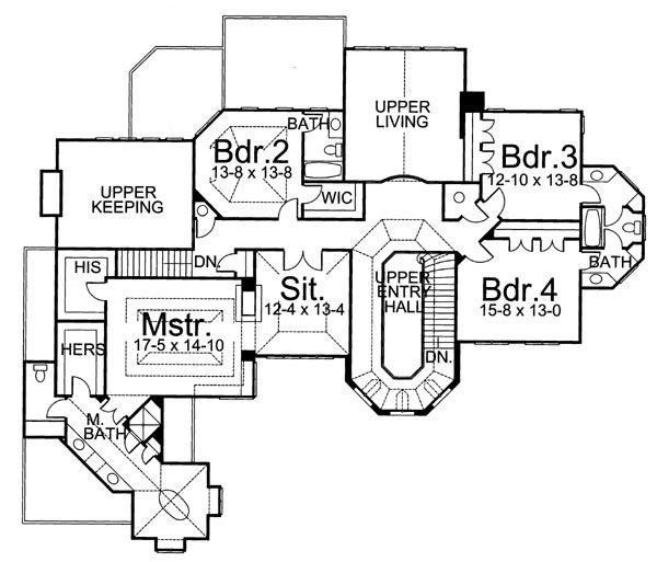 European Floor Plan - Upper Floor Plan #119-241