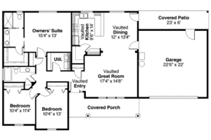 Floor Plan - Main Floor for Craftsman House Plan #124-696 - 3 bed, 2 bath