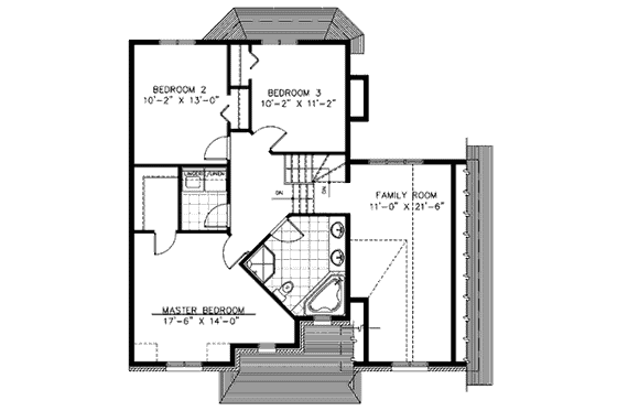 Floor Plan - Upper Floor for European House Plan #138-230 - 3 bed, 1.5 bath