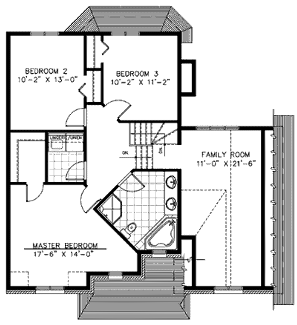 Floor Plan - Upper Floor for European House Plan #138-230 - 3 bed, 1.5 bath