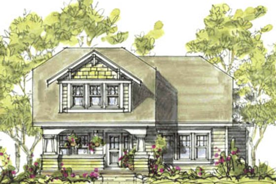 Exterior - Front Elevation 4 for Cottage House Plan #20-1206 - 2 bed, 2 bath