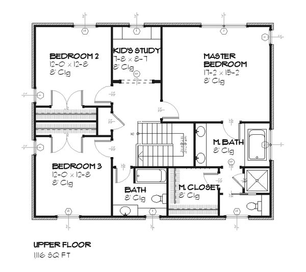 Colonial Floor Plan - Upper Floor Plan #901-26