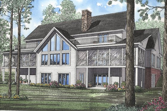 Exterior - Rear Elevation for Ranch House Plan #17-263 - 4 bed, 4 bath