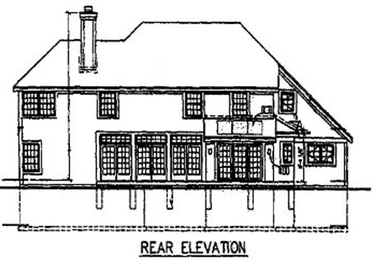 Exterior - Rear Elevation for Traditional House Plan #50-146 - 5 bed, 3.5 bath