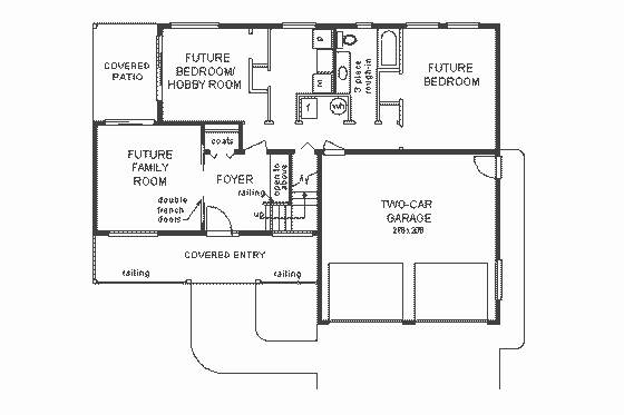 Floor Plan - Lower Floor for European House Plan #18-216 - 3 bed, 2 bath