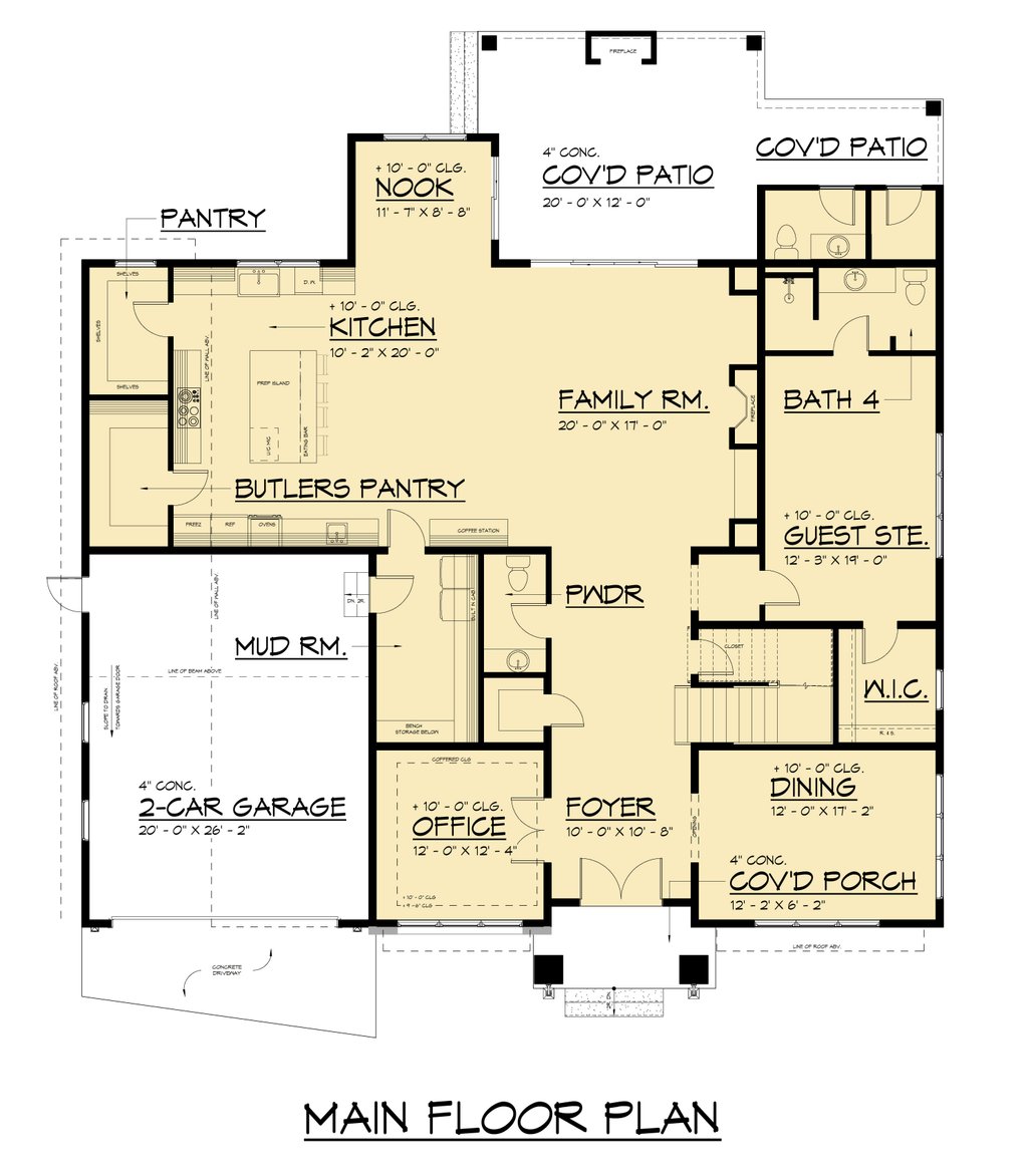 Floor Plan - Main Floor for Farmhouse House Plan #1066-327 - 4 bed, 4.5 bath