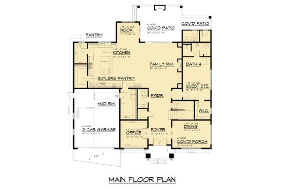 Floor Plan - Main Floor for Farmhouse House Plan #1066-327 - 4 bed, 4.5 bath