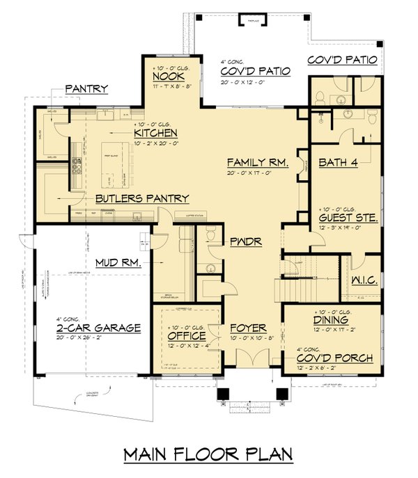 Home Plan - Floor Plan - Main Floor for Farmhouse House Plan #1066-327 - 4 bed, 4.5 bath