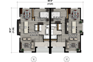 Floor Plan - Main Floor 1 for Contemporary House Plan #25-4352 - 2 bed, 2 bath